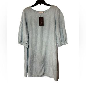 Bryn walker floral embossed cotton tunic M oversized sky blue NEW
